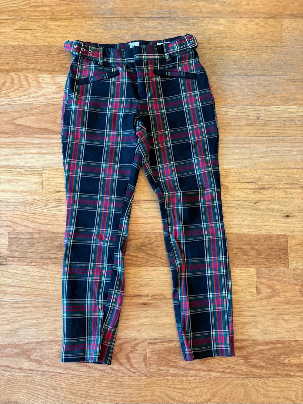 GAP Plaid Ankle Pants in Black, Red & Green